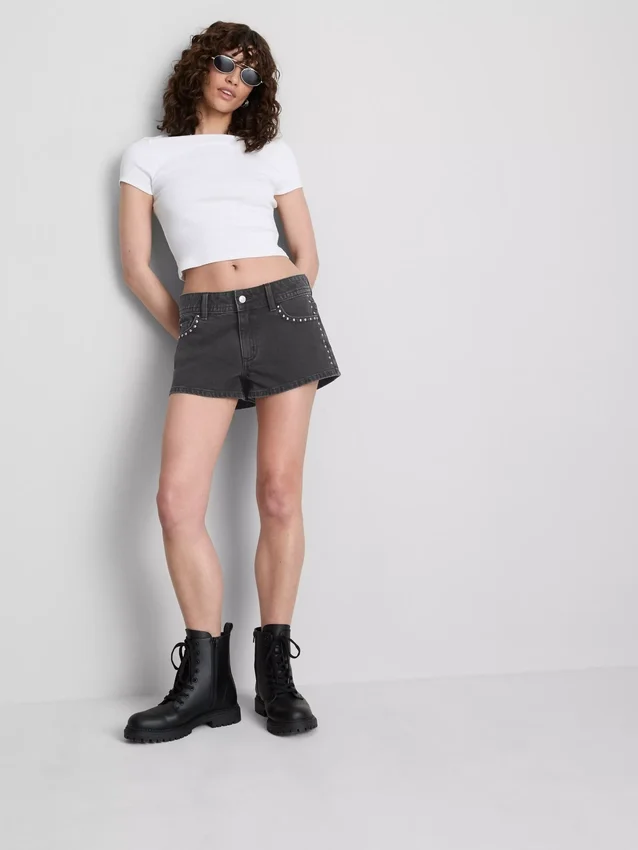 The primark scene | cotton denim studded micro shorts The primark scene | cotton denim studded micro shorts