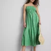 The primark scene | shirred stripe bandeau midi dress The primark scene | shirred stripe bandeau midi dress