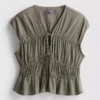 Tie-front crinkle top Tie-front crinkle top