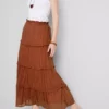 Tiered voile maxi skirt