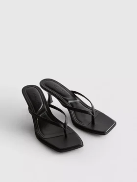 Toe post heeled mule sandals