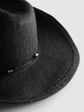 Trimmed straw cowboy hat