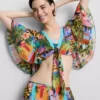 Tropical printed cropped tie shirt Tropical printed cropped tie shirt