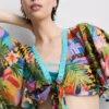 Tropical printed cropped tie shirt Tropical printed cropped tie shirt