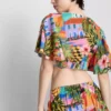 Tropical printed cropped tie shirt Tropical printed cropped tie shirt