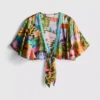 Tropical printed cropped tie shirt Tropical printed cropped tie shirt