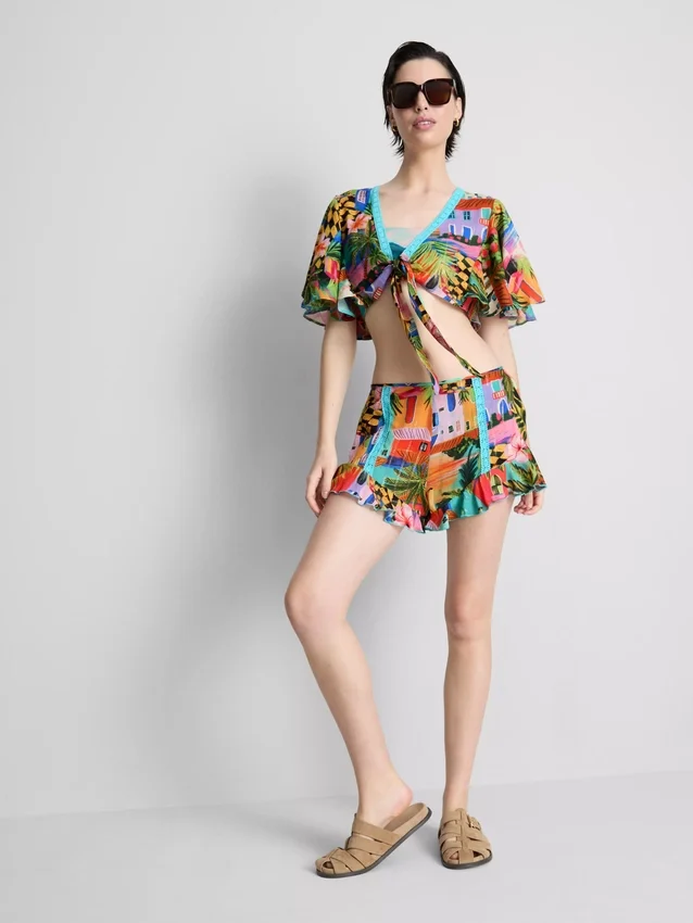 Tropical printed frill shorts Tropical printed frill shorts