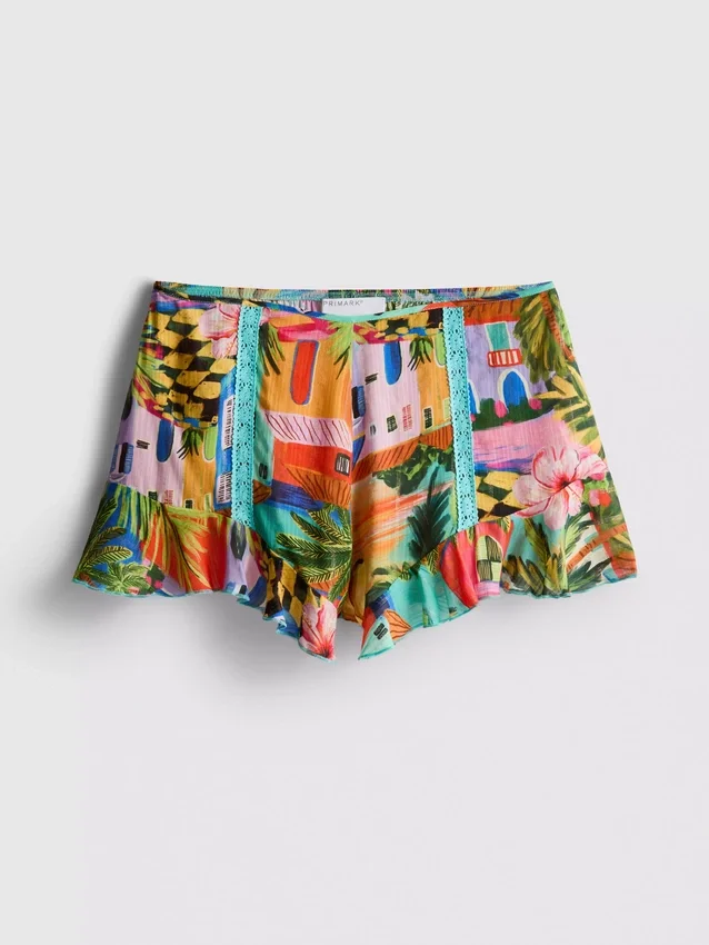 Tropical printed frill shorts Tropical printed frill shorts