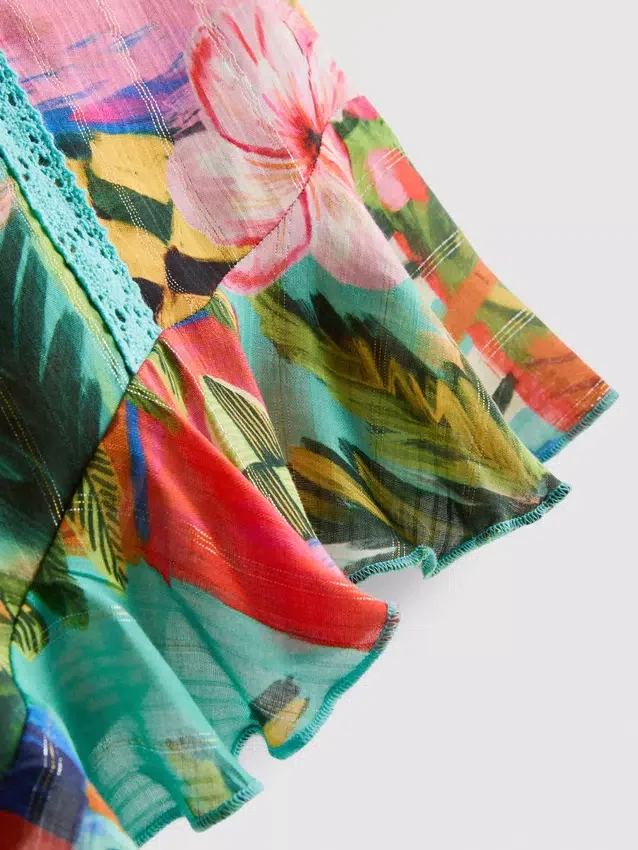 Tropical printed frill shorts Tropical printed frill shorts