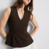 V-neck peplum sleeveless top V-neck peplum sleeveless top