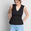 V-neck peplum sleeveless top V-neck peplum sleeveless top