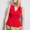 V-neck peplum sleeveless top V-neck peplum sleeveless top