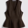 V-neck peplum sleeveless top V-neck peplum sleeveless top