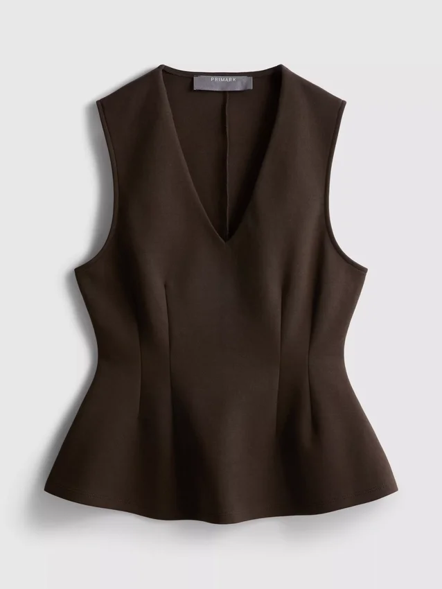 V-neck peplum sleeveless top V-neck peplum sleeveless top