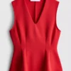 V-neck peplum sleeveless top V-neck peplum sleeveless top