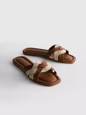 Weave strap mules