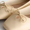 Wide fit faux leather square toe ballet slip ons