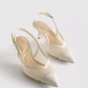 Wide-fit mesh slingback heels