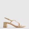 Wide-fit raffia trim block heel sandals