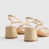 Wide-fit raffia trim block heel sandals