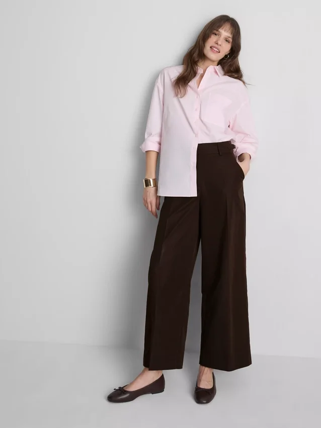 Wide leg pleated belt detail pants Wide leg pleated belt detail pants