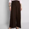 Wide leg pleated belt detail pants Wide leg pleated belt detail pants