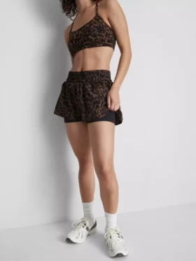 Woven leopard running shorts