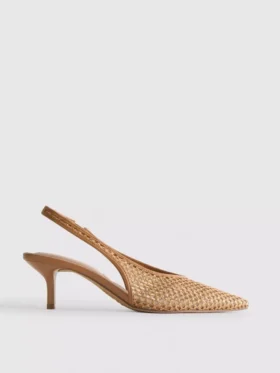 Woven mesh pointed court heels