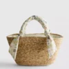Woven straw midi bucket bag
