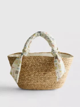 Woven straw midi bucket bag Woven straw midi bucket bag