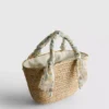Woven straw midi bucket bag