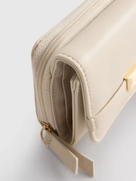 Zip-up metallic detail wallet